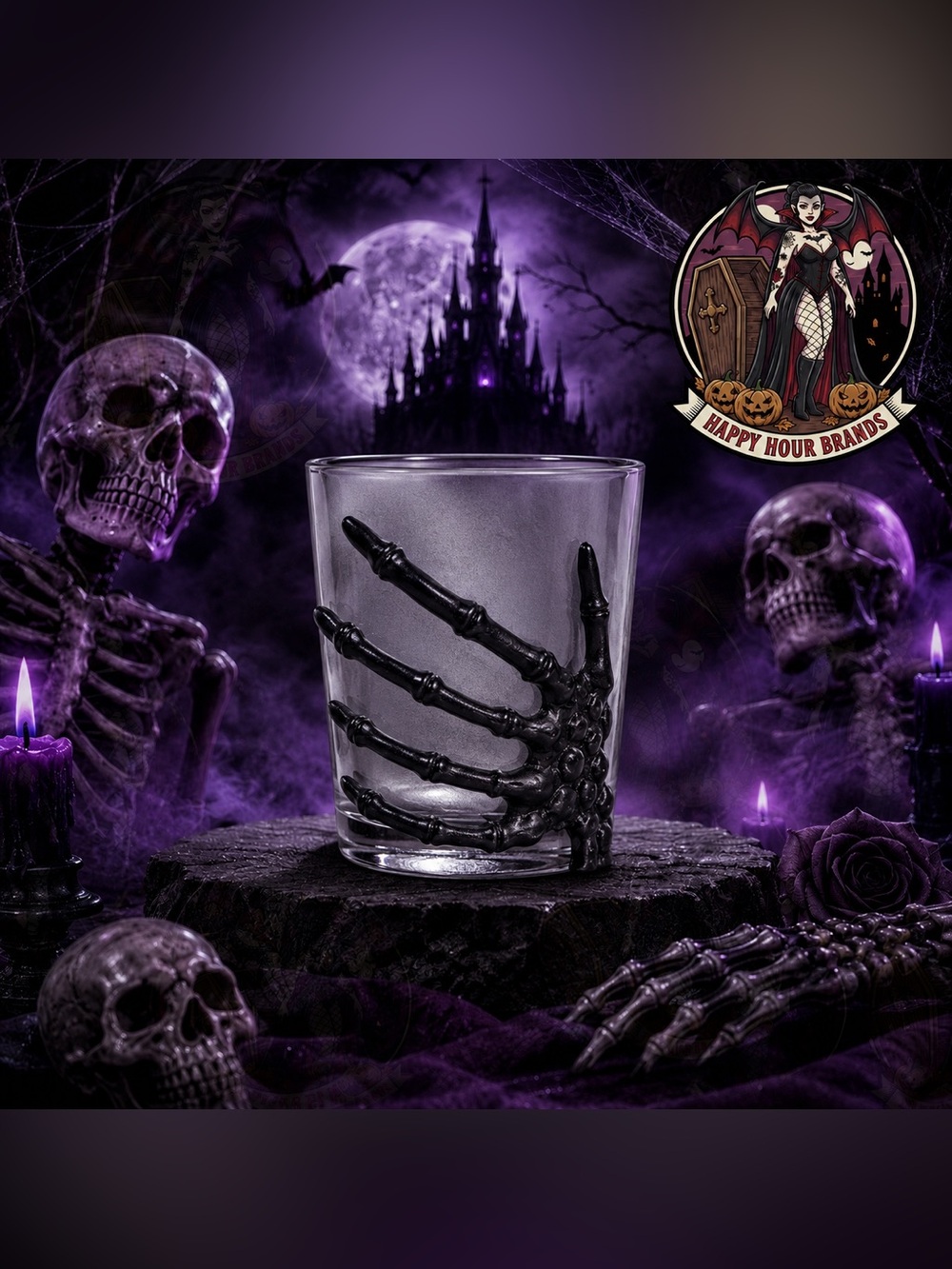 Way to Celebrate Skeleton Shot Glass, Smoked Ombre Halloween